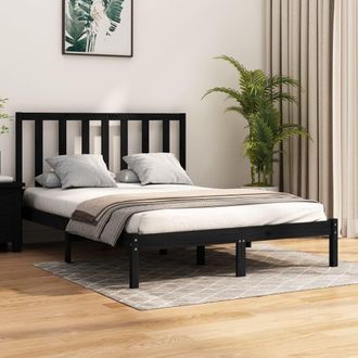 vidaXL Vidaxl - Estructura De Cama De Madera Maciza De Pino Negra 140x190 Cm