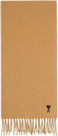 Ami Geborduurde Sjaal - Dames - Wintersjaals - Beige - ONE Size - Wol - Accessoires
