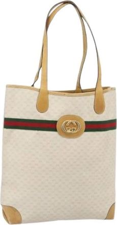 Gucci Pre-owned PVC Tote Bag - Dames - Vintage Shopper - Wit - ONE Size - Leer - Vintage
