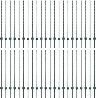 vidaXL Vidaxl - Green Fence Posts 44 pcs Green Powder-Coated Steel