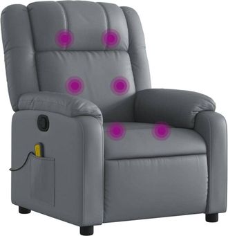 vidaXL Vidaxl - Sill&oacute;n De Masaje Reclinable Cuero Sint&eacute;tico Gris