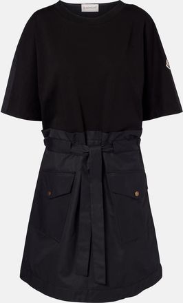 Moncler Belted cotton-blend jersey minidress
