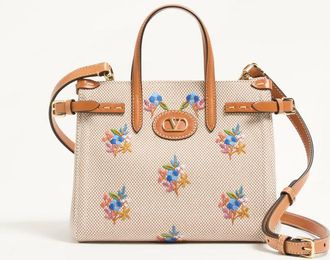 Valentino Garavani Valentino Garavani Antibes small canvas shopping bag with embroidery Wo