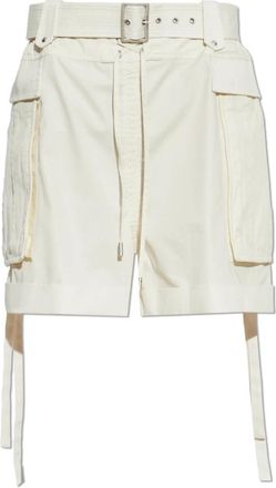 Alexander McQueen Alexander McQueen, Casual Shorts, female, Beige, Size: XS Belted Cargo Shorts