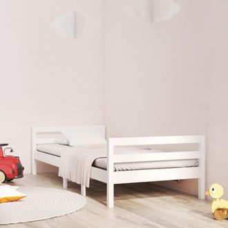 vidaXL Estructura De Cama Sin Colch&oacute;n Madera Maciza Blanca 90x190 Cm Vidaxl