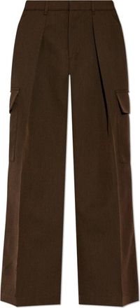 Burberry High Waisted Cargo Wide Leg Broek - Dames - Wijde Broeken - Bruin - 2XS - Katoen - Broeken