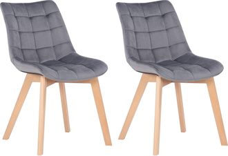 Clp Clp - Set De 2 Sillas De Comedor Passaic En Terciopelo Gris