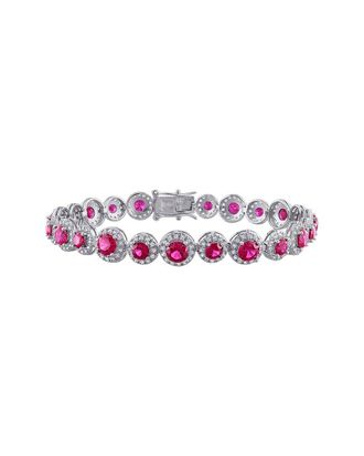 Rina Limor Silver 18.81 ct. tw. Lab-Grown Ruby And White Sapphire Tennis Bracelet