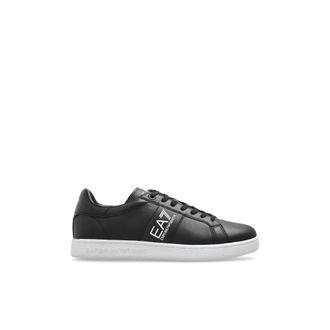 Emporio Armani Sportschoenen met logo - Heren - Sneakers - Zwart - 45 EU - Leer - Schoenen