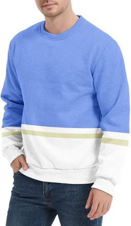 Generic Mens Color Block Sweatshirt Pullover Crewneck Long Sleeve Casual Ribbed Patchwork Fall Tops (UK, Alpha, 4XL, Regular, Regular, 12)