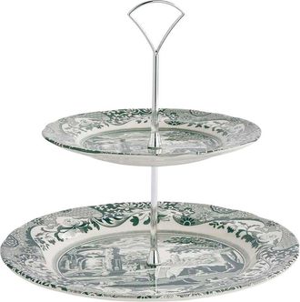 Spode Green Italian 2-Tier Cake Stand