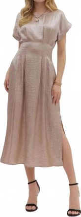 Entro Cuff Sleeve Midi Dress In Champagne