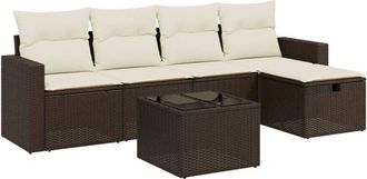 vidaXL Set sofás de jardín 6 piezas y cojines ratán sintético marrón Vidaxl