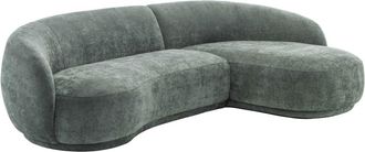 Oviala Sof&aacute; esquinero derecho de 3 plazas con chaise longue, verde