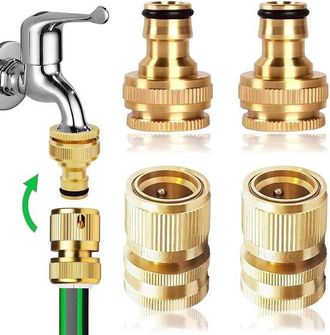 OEM Conector R&aacute;pido Para Manguera De Jard&iacute;n - Lat&oacute;n - 2 Piezas