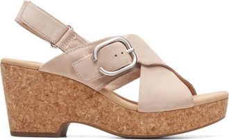 Clarks Womens Giselle Dove Sandals, Color Sand Nubuck, Size: 6.5 UK Wide