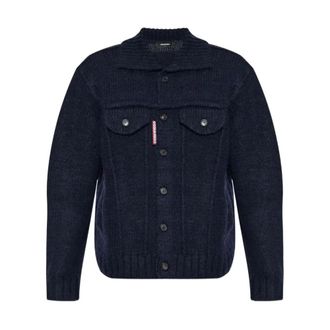Dsquared2 Cardigans, male, Blue, Size: M Knit Denim Jacket
