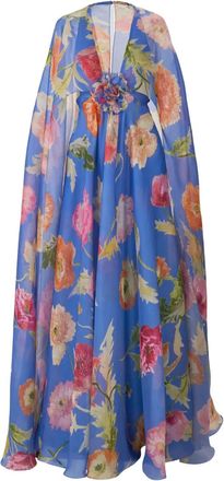 Carolina Herrera Abito da sera con mantella - Blu