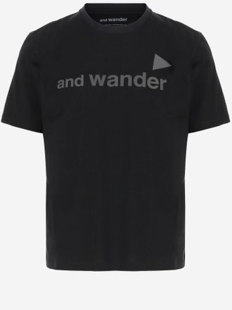 And Wander Printed Lettering Logo T-Shirt - Black