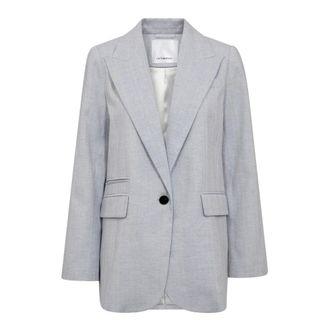 Co'Couture Blazers, female, Gray, M, Linen Single Blazer Light Blue