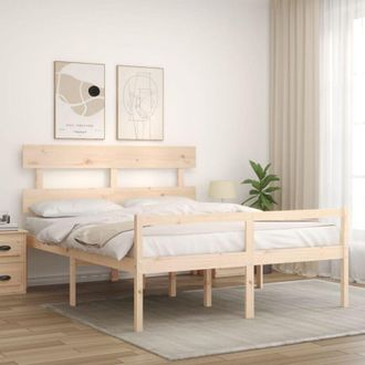 vidaXL Cama Para Personas Mayores Con Cabecero Madera Maciza 160x200cm Vidaxl