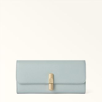 Furla Iride Continental Wallet Xl Nebbia Gray Blue Textured Leather Woman