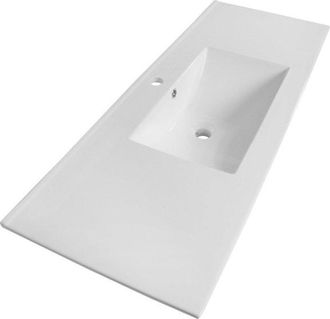 Saniclass Vygo Meubelwastafel - 121x2x46cm - overloop - 1 wasbak - 1 kraangat - keramiek - wit