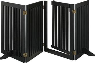 Relaxdays Relaxdays Barrera Seguridad Ni&ntilde;os, Valla Protectora Beb&eacute;s Y Mascotas, 4 Paneles, Con Puerta, Plegable, 70x207 Cm, Negra