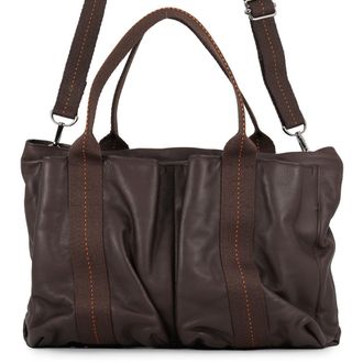 Herm&egrave;s Chocolat Orange Veau Derma Handbag Tote Bag (Pre-Owned)