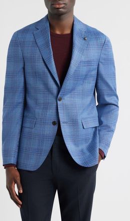 Jack Victor Midland Soft Constructed Plaid Stretch Wool Sport Coat in Blue at Nordstrom, Size 46 Regular