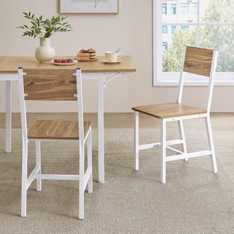 Vasagle 2 sillas de comedor de 36 x 46,6 x 87,1 cm de color marr&oacute;n y blanco