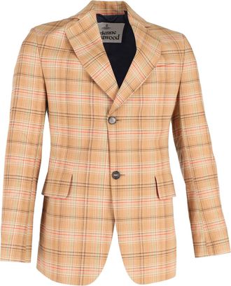 Vivienne Westwood Checkered Blazer in Beige Cotton