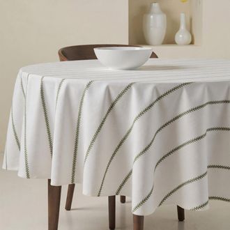 Muare Home Mantel redondo antimanchas 100% algod&oacute;n verde y beige 190x190 cm
