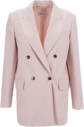 Max Mara Pink Solid Peaked Lapel Blazer