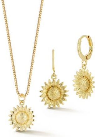 Glaze Jewelry Sunflower Pendant Necklace & Drop Earrings Set in Gold at Nordstrom Rack