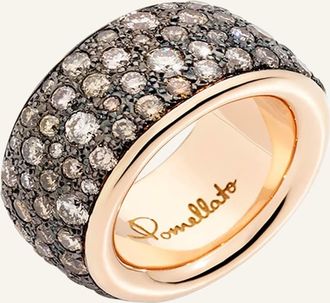 POMELLATO Iconica Rose Gold Maxi Ring with Brown Diamonds