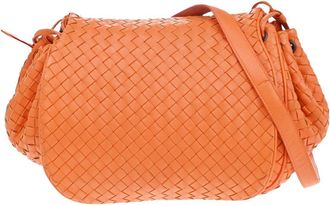 Bottega Veneta Intrecciato Shoulder Bag Leather Orange Leather Handbag (Pre-Owned)