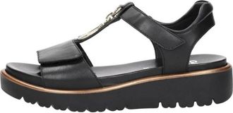 Ara Bilbao-S Sandalen Plat - Dames - Sleehakken - Zwart - 38 EU - Leer - Schoenen