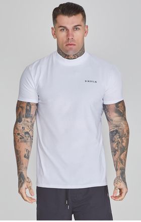 Siksilk Camiseta Blanca de Fit Muscular para Hombre S