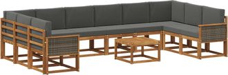 vidaXL Conjunto De Sof&aacute;s De Exterior 11 Uds. Natural Y Antracita Vidaxl