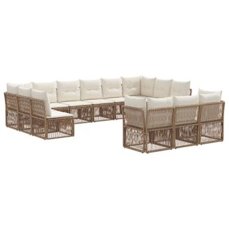 vidaXL Conjunto De Sof&aacute;s De Jard&iacute;n 13 Pcs Beige Rat&aacute;n Sint&eacute;tico Vidaxl