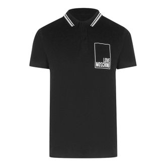 Moschino Mens Love Box Logo Black Polo Shirt Cotton - Size X-Large