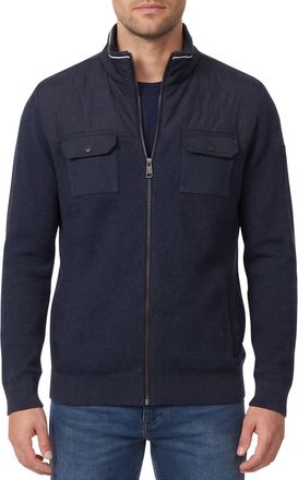 Casamoda katoenen Casa Moda vest donkerblauw borstzakken wijde fit