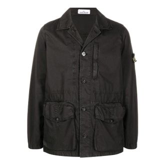 Stone Island Logo Patch Button Fastening Jacket Black 7615439WN-V0129
