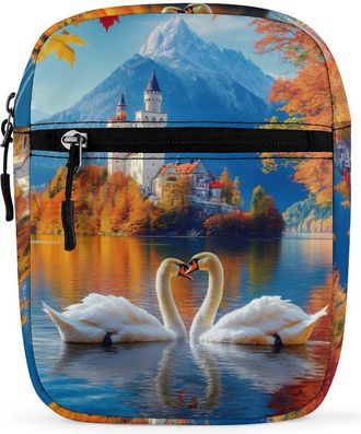 Generic Swan Lake Landscape Crossbody Bag Adjustable Satchel Cute Shoulder Bag Lightweight Sling Bags