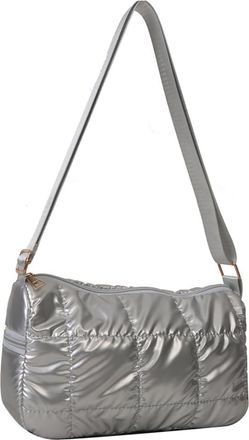 Generic Women Fashion Crossbody Bag Solid Color Quilted Stylish Sling Bag Adjustable Strap Casual Plaid Handbag Large Capacity for Autumn Winter (Silver)