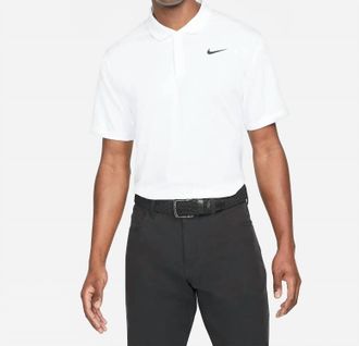 Nike Mens Golf Short Sleeve Polo In White Black