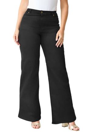 Roaman's Petite Plus Size 24/7 Stretch Wide Leg Jean in Black Denim at Nordstrom, Size 22 Tall