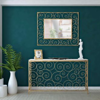 Dmora Consola Goris, Un Estante, Estructura De M&aacute;rmol, Color Estante Blanco, 140x36x82h Cm Blanco