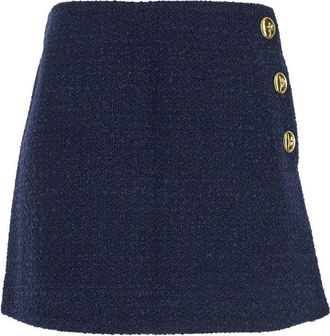 Pinko Textured Mini Skirt With Decorative Gold Accents